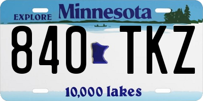 MN license plate 840TKZ