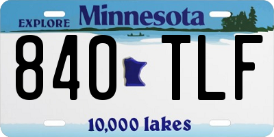 MN license plate 840TLF