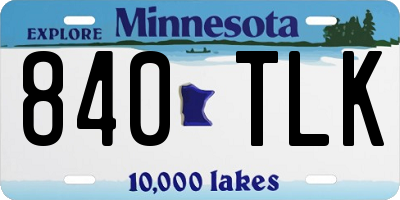 MN license plate 840TLK