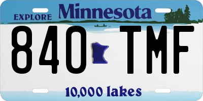 MN license plate 840TMF