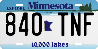 MN license plate 840TNF