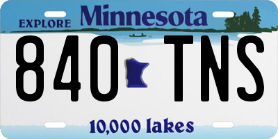 MN license plate 840TNS