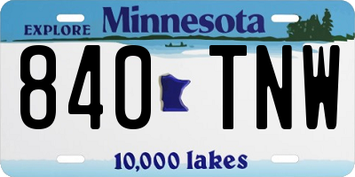 MN license plate 840TNW