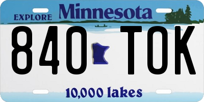 MN license plate 840TOK