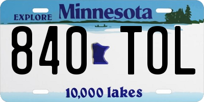 MN license plate 840TOL