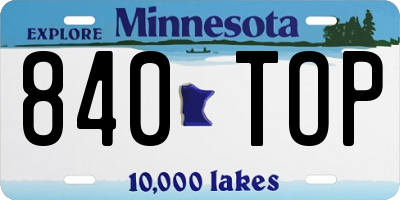 MN license plate 840TOP