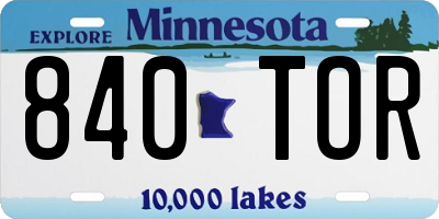 MN license plate 840TOR