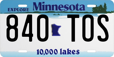 MN license plate 840TOS