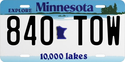 MN license plate 840TOW