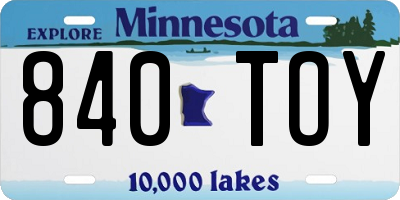 MN license plate 840TOY