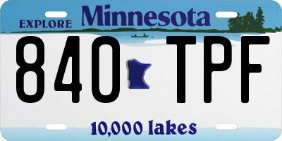MN license plate 840TPF