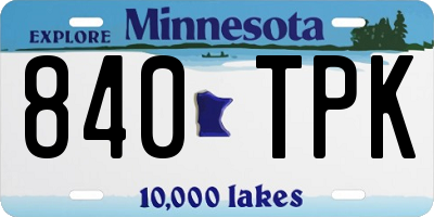 MN license plate 840TPK
