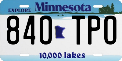 MN license plate 840TPO