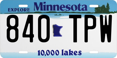 MN license plate 840TPW
