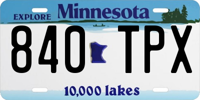 MN license plate 840TPX