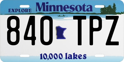 MN license plate 840TPZ