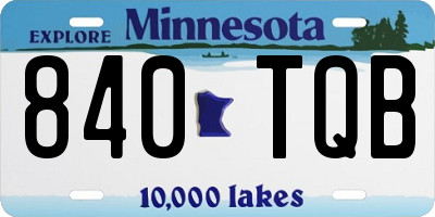 MN license plate 840TQB