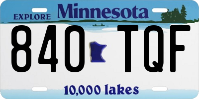MN license plate 840TQF