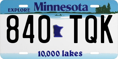 MN license plate 840TQK
