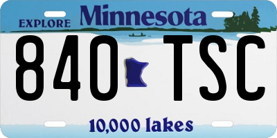 MN license plate 840TSC