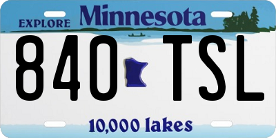 MN license plate 840TSL