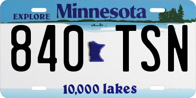 MN license plate 840TSN