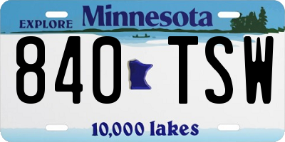 MN license plate 840TSW