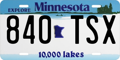MN license plate 840TSX