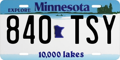 MN license plate 840TSY