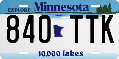 MN license plate 840TTK