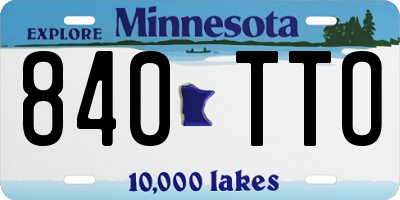 MN license plate 840TTO