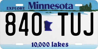 MN license plate 840TUJ