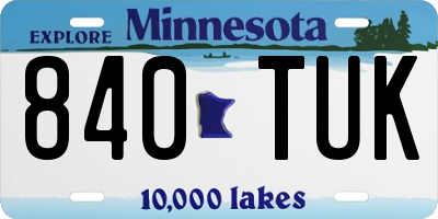 MN license plate 840TUK