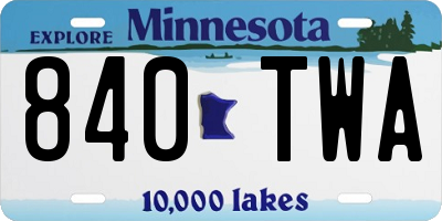 MN license plate 840TWA