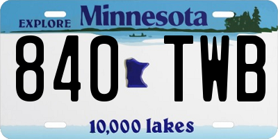 MN license plate 840TWB