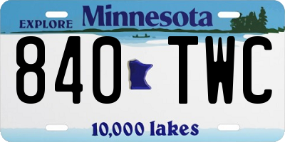 MN license plate 840TWC