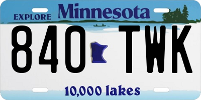 MN license plate 840TWK