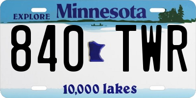 MN license plate 840TWR