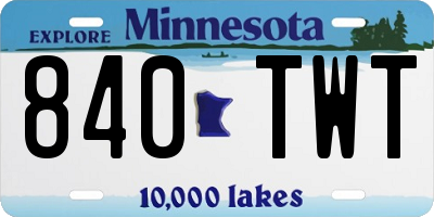 MN license plate 840TWT