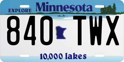 MN license plate 840TWX