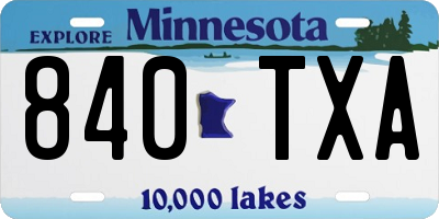 MN license plate 840TXA