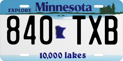 MN license plate 840TXB