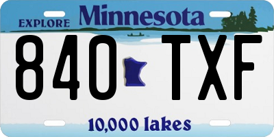 MN license plate 840TXF