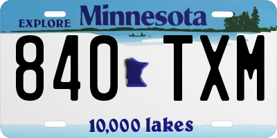 MN license plate 840TXM