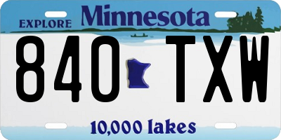 MN license plate 840TXW