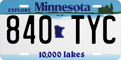 MN license plate 840TYC