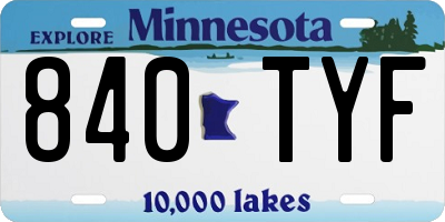 MN license plate 840TYF