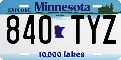 MN license plate 840TYZ