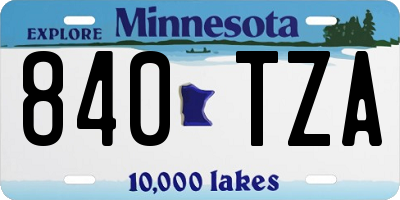 MN license plate 840TZA