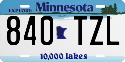MN license plate 840TZL